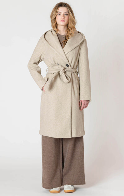 ROOM34 Belted Hooded Coat - Stone | Women’s