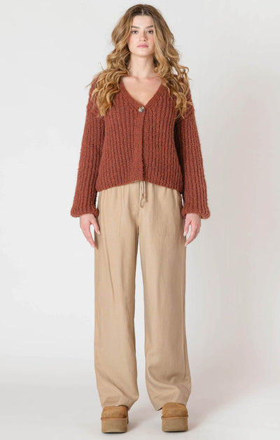 ROOM34 Single Button Cardigan - Cinnamon Melange | Women’s