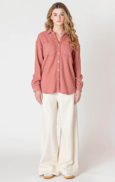 ROOM34 Thermal Knit Jacket - Brick | Women’s