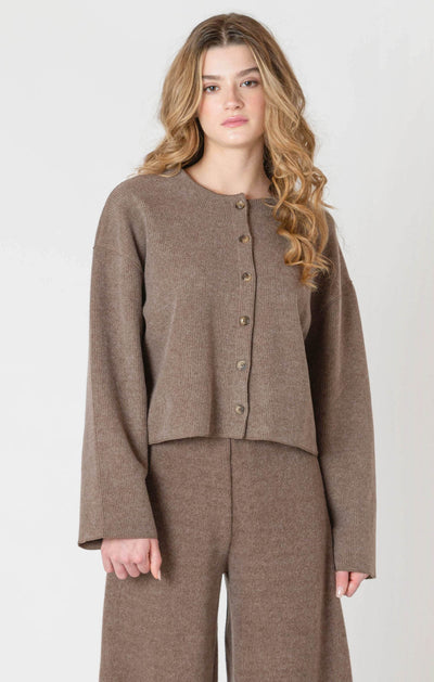 ROOM34 Ribbed Cardigan - Mocha Heather | Women’s