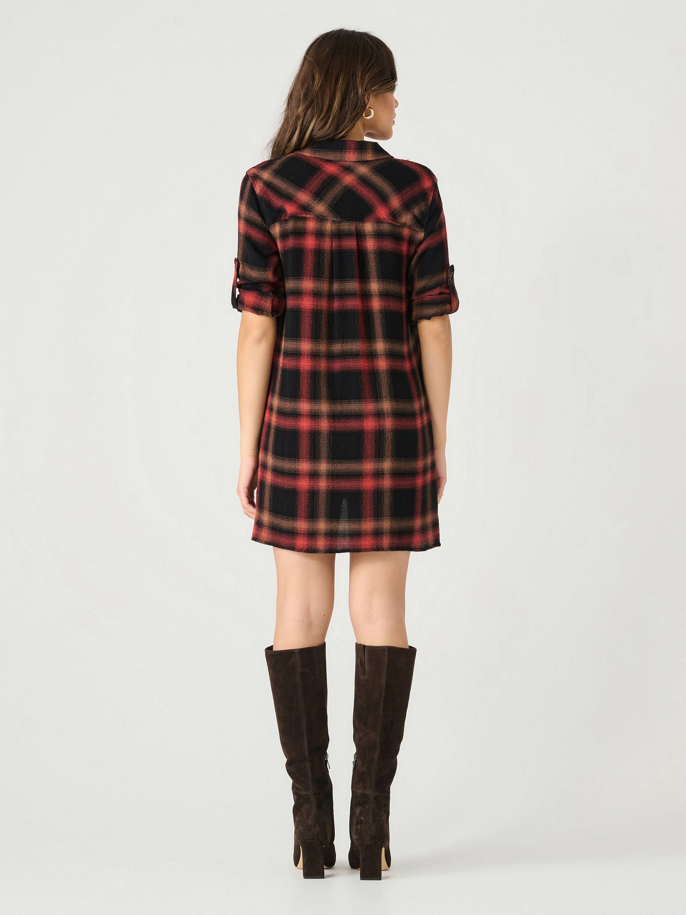 Dex Button-Up Roll Sleeve Dress