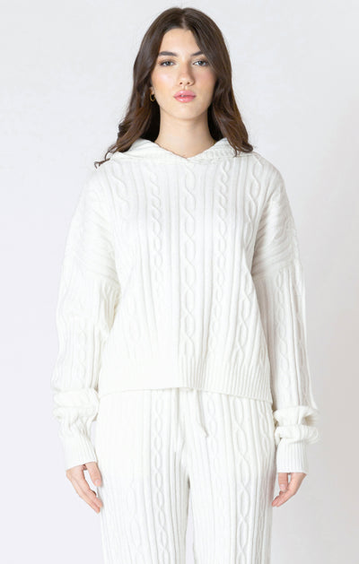 Dex Hooded Cable Sweater - Snow | Women’s