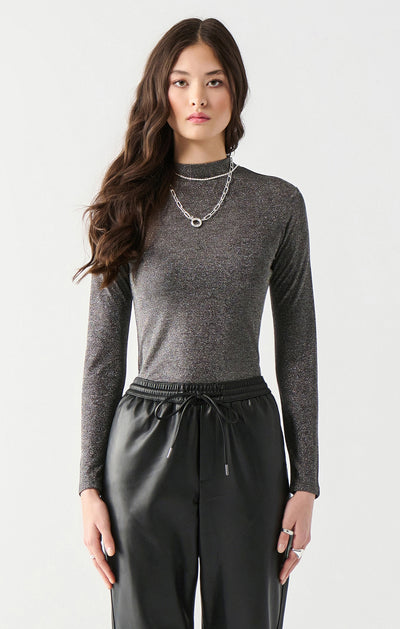 Dex Mock Neck Shimmer Top