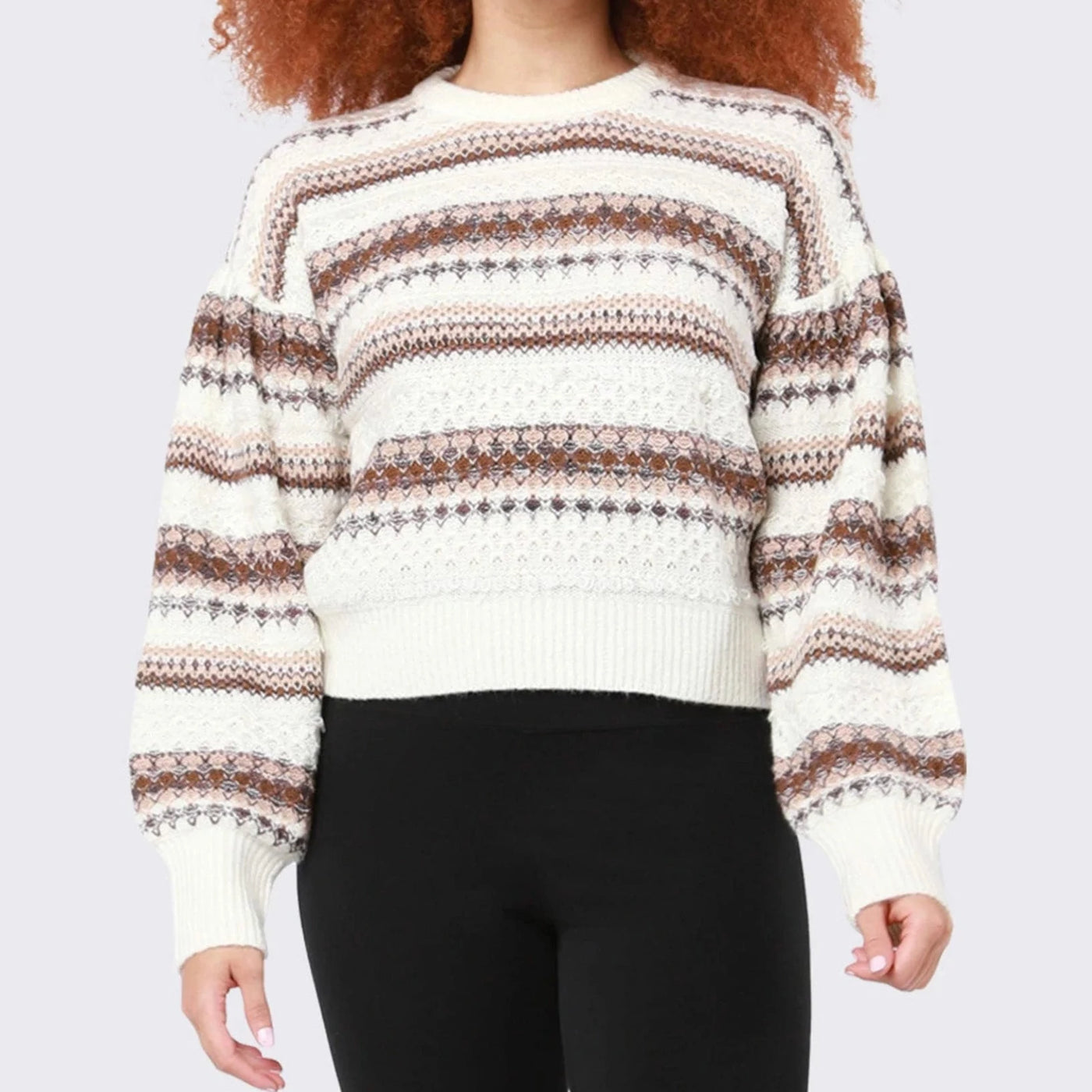 Fringe Knit Patterned Sweater
